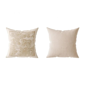 Coussin Velours Crème Jungle Léopard 43x43cm Carré