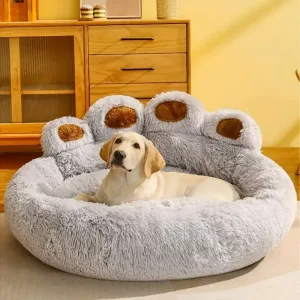 Coussin Douillet En Peluche Pour Chats Et Chiens Gris