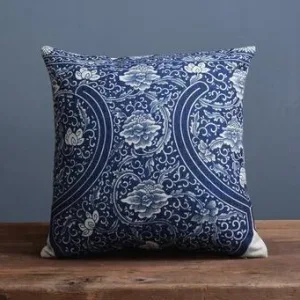 Coussin En Lin Porcelaine Bleu Pur