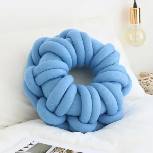 Coussin Rond Fait Maindéco Maison Bleu