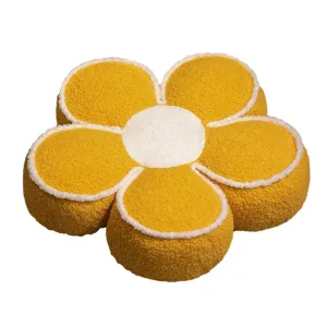 Coussin En Forme De Fleur Peluche Jaune