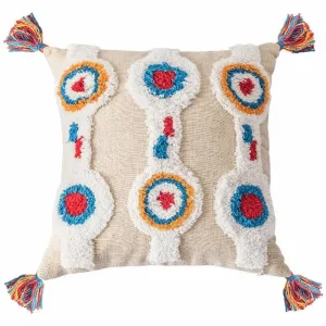 Coussin Style Marocain Bohème À Franges Beige
