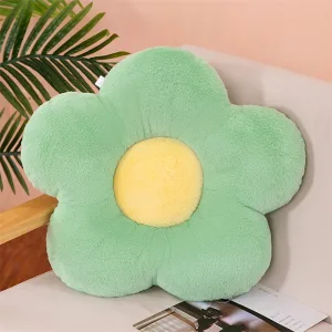 Coussin À Fleur En Peluche Vert