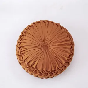 Coussin Velours Rond Camel