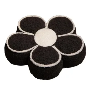 Coussin En Forme De Fleur Peluche Noir