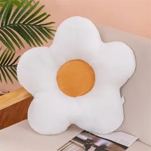 Coussin À Fleur En Peluche Blanc