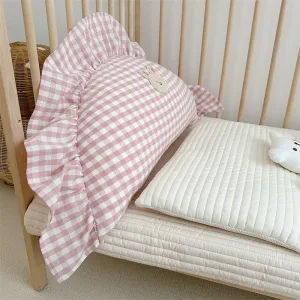 Coussin Bébé Avec Volant Rose Carreaux lapin