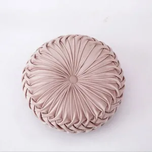 Coussin Velours Rond Rose Clair