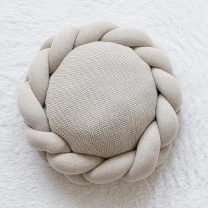 Coussin Rond Nœud Fait Main Déco Maison Vert Clair