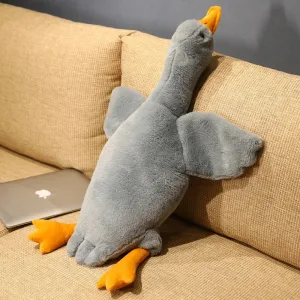 Coussin Oie En Peluche Gris