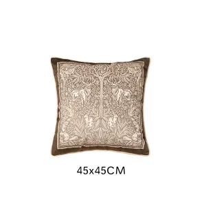 Coussin Velours Crème Jungle Léopard 45x45cm Carré Marron