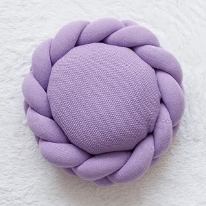 Coussin Rond Nœud Fait Main Déco Maison Violet