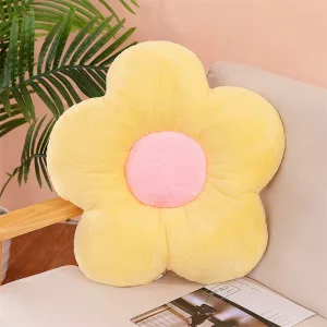 Coussin À Fleur En Peluche Jaune Rose