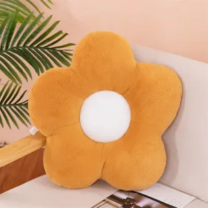 Coussin À Fleur En Peluche Marron
