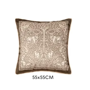 Coussin Velours Crème Jungle Léopard 55x55cm Carré