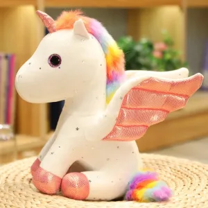Coussin Peluche Licorne Arc-en-ciel Avec Ailes D'ange